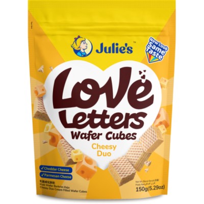 JULIE'S LOVE LETTERS WAFER CUBES CHEESY DUO 150g x 24