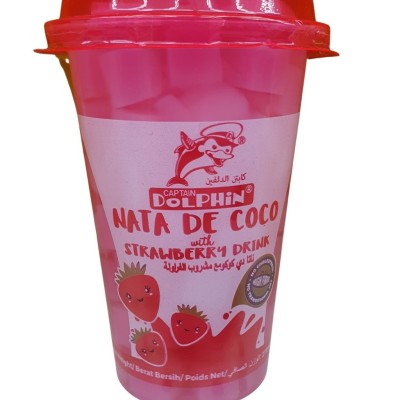 Captain Dolphin Nata De Coco with Strawberry Drink 270ml x 24 cups